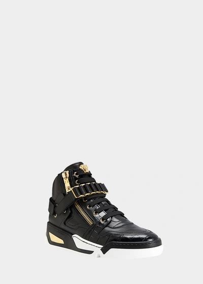 black and gold versace hightops|versace zipped high top sneakers.